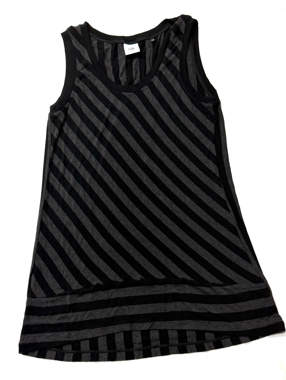 Cabi Black And Gray Striped Aligned Sleeveless Tank Top Size S
